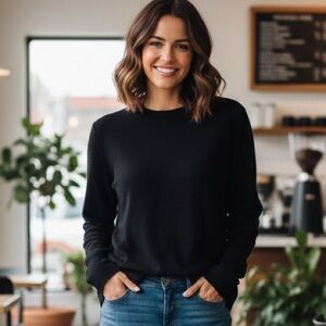 COS Sz M 100% Wool Classic Black Knit Sweater